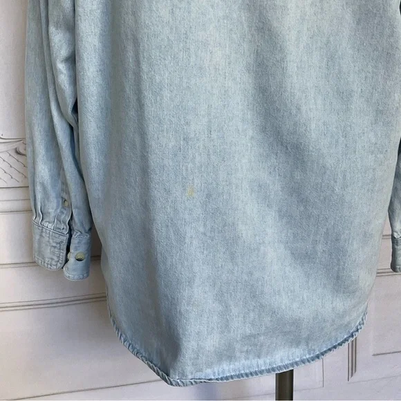 Vintage 90s Hard Rock Cafe Niagara Falls Button Down Long Sleeve Denim Shirt Sm - Picture 5 of 10